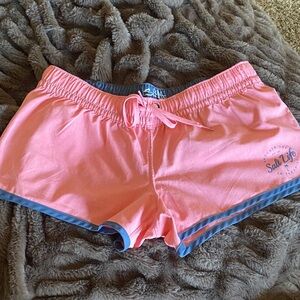 Salt Life Women's Coral and Blue Athletic Shorts